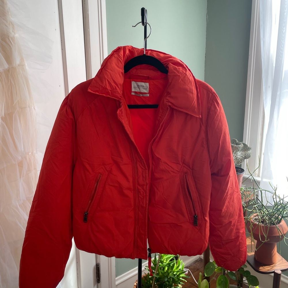 Urban Outfitters Vibrant Orange Puffer Jacket